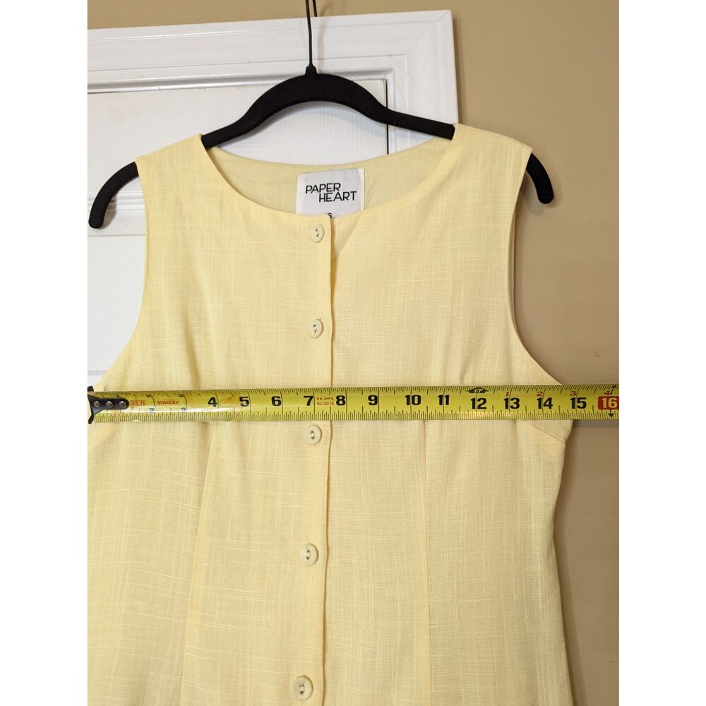 Sleeveless Button-Front Mini Dress in Lemon Yellow - Picture 6 of 8
